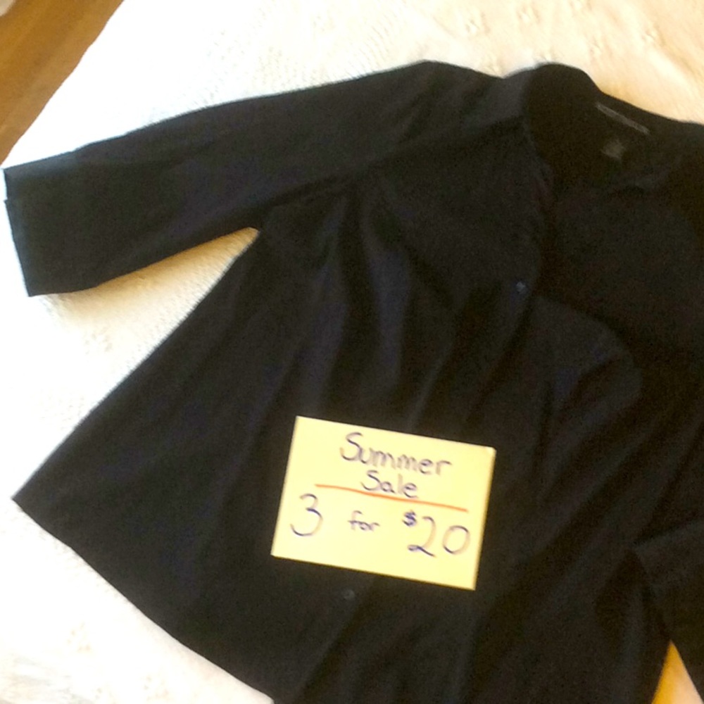3/4 sleeve black woven blouse